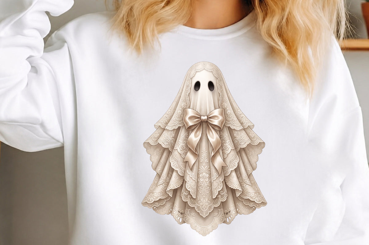 Vintage Lace Ghost Halloween PNG
