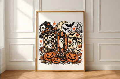 Vintage Halloween Ghost Pumpkin Boo PNG
