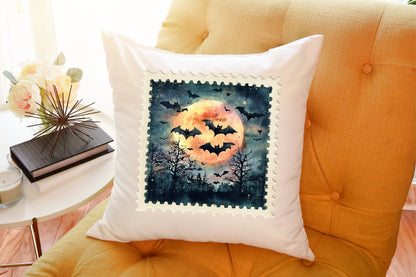 Vintage Halloween Postage Stamp Clipart Bundle PNG