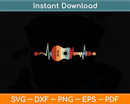 Vintage Heartbeat Guitar Svg Digital Cutting File