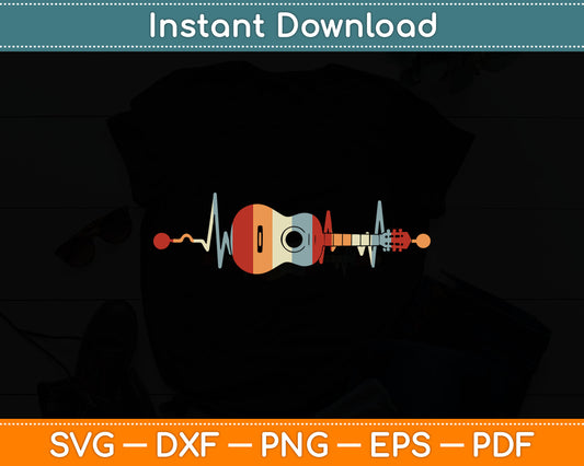 Vintage Heartbeat Guitar Svg Digital Cutting File