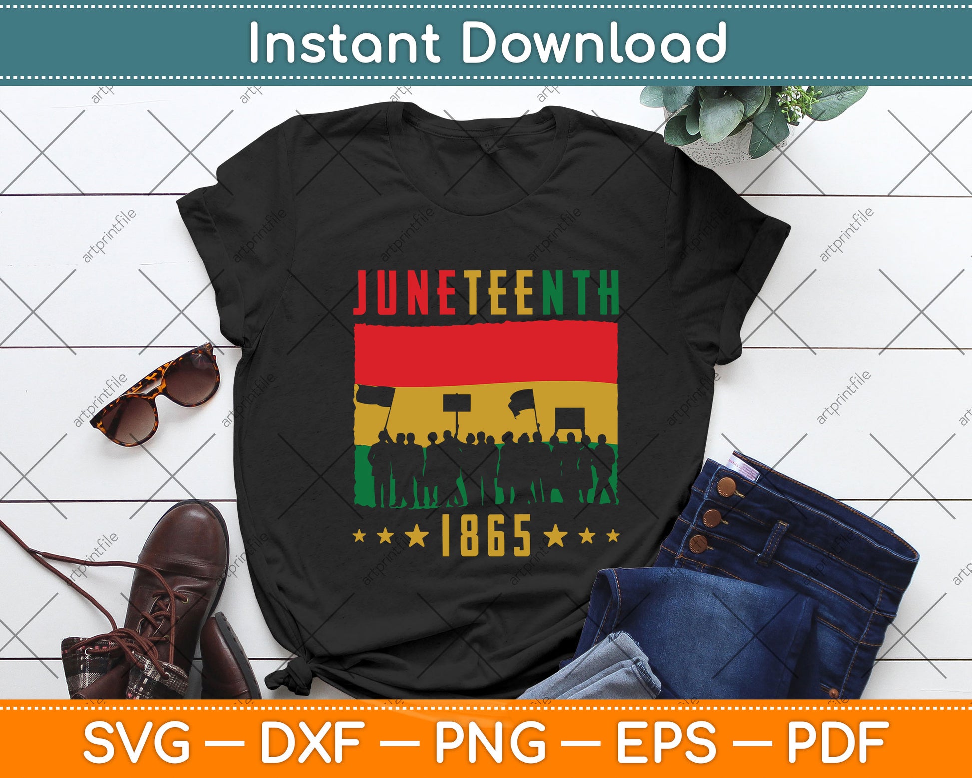 Vintage Juneteenth 1865 African Svg Png Dxf Digital Cutting File