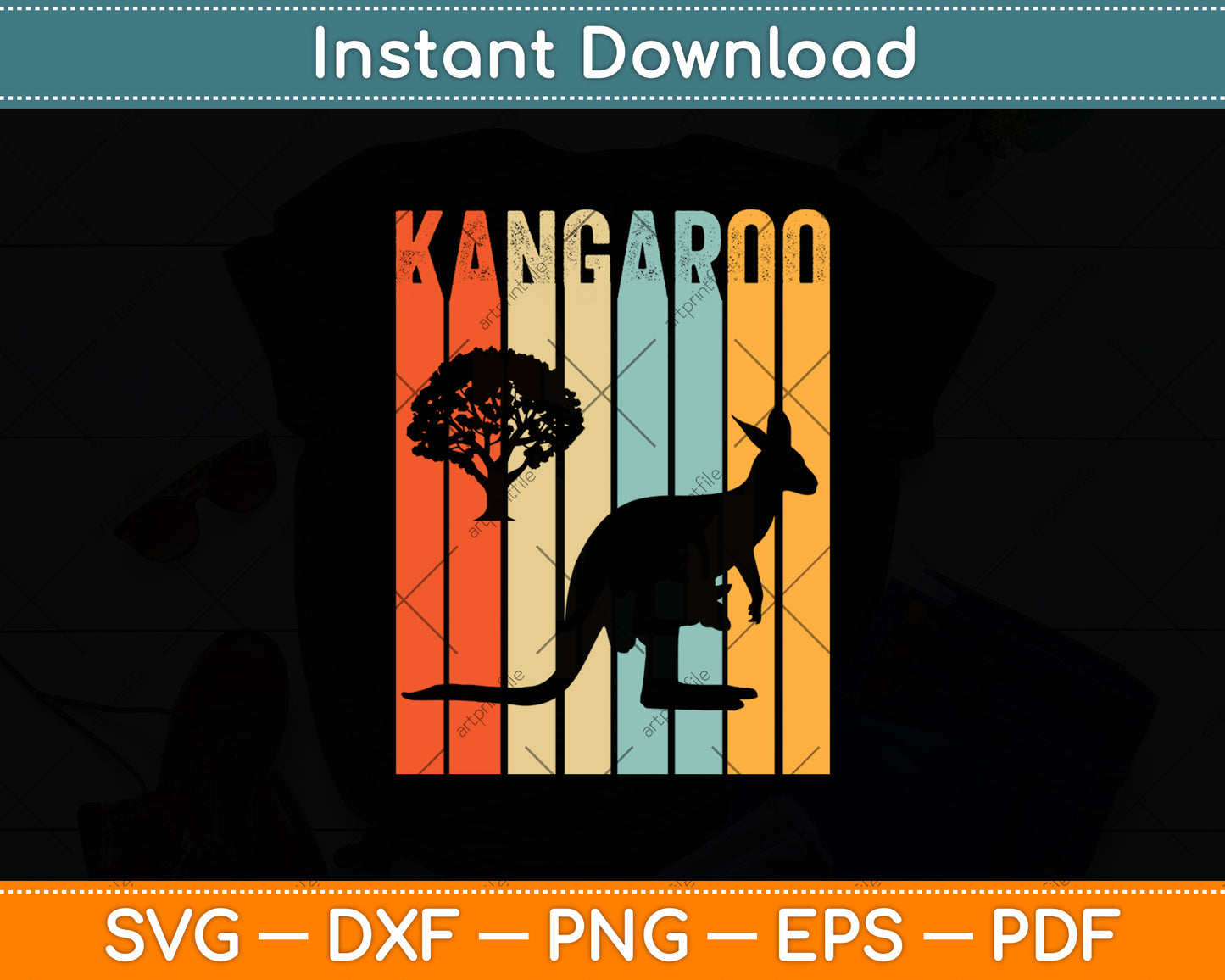 Vintage Kangaroo Lover Svg Png Dxf Digital Cutting File