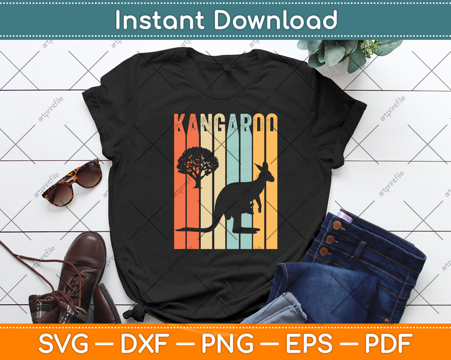 Vintage Kangaroo Lover Svg Png Dxf Digital Cutting File