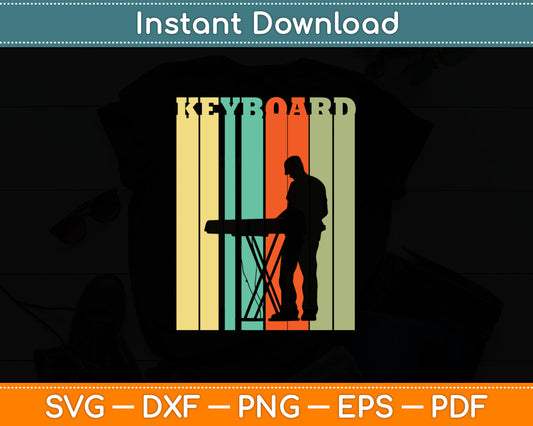 Vintage Keyboard Player Keyboardist Svg Digital Cutting File
