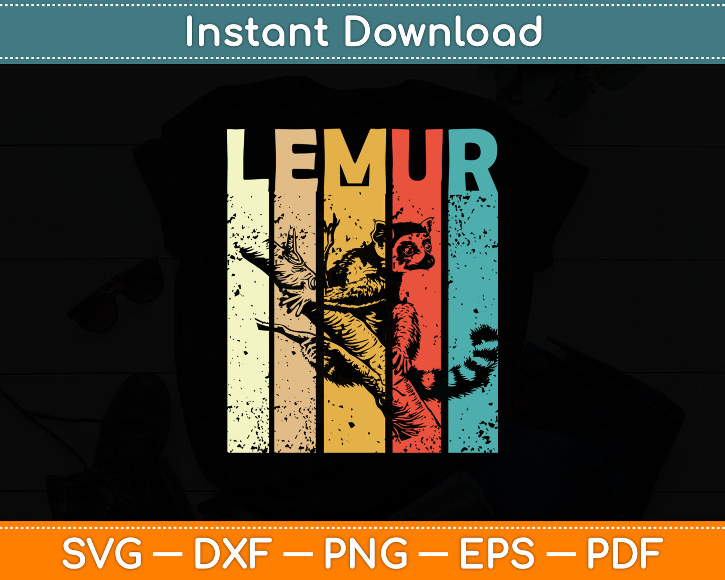 Vintage Lemur - Animal Researcher Zookeeper Lemur Lover Svg Digital Cutting File