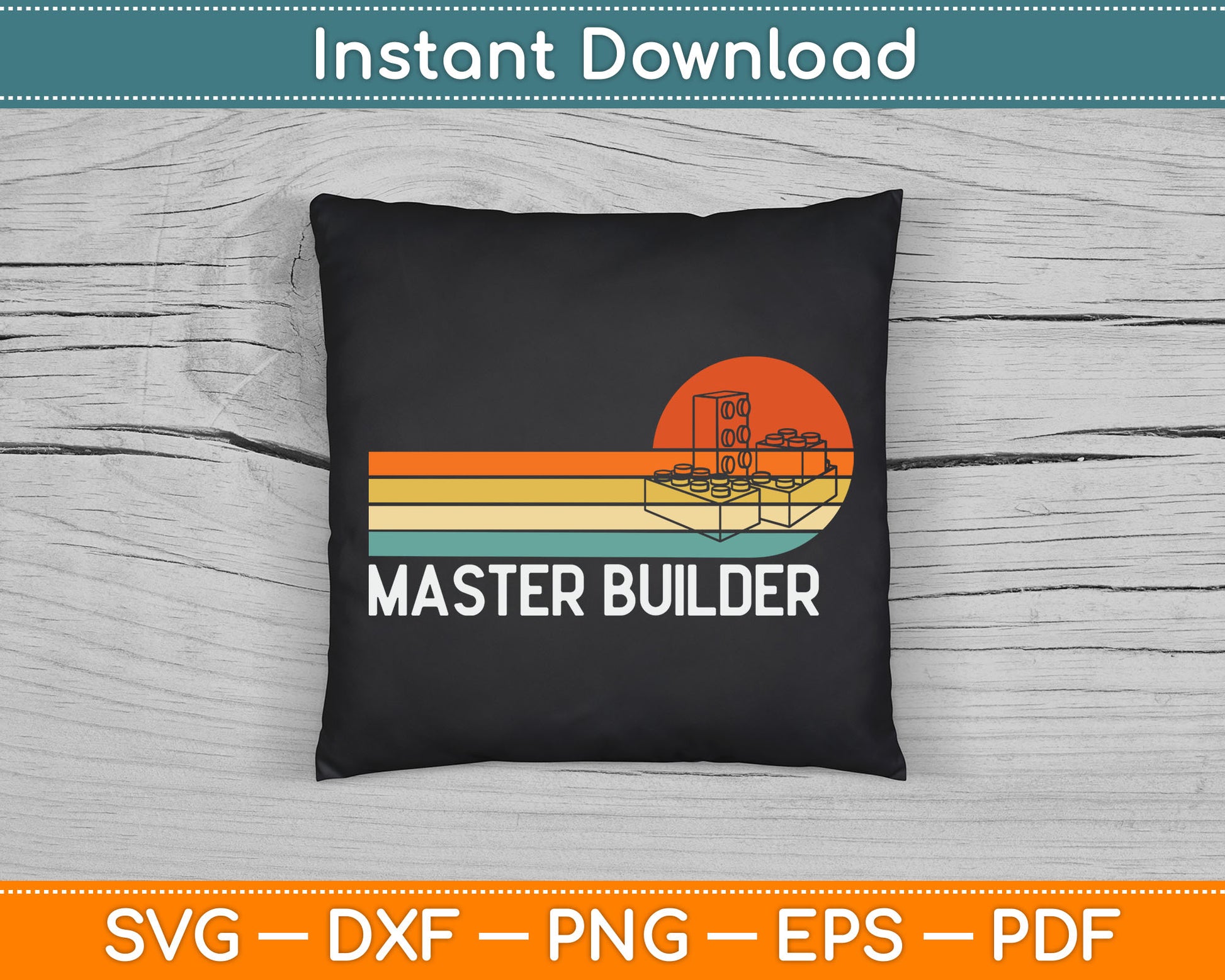 Vintage Master Builder Block Building Birthday SVG Digital Cutting File