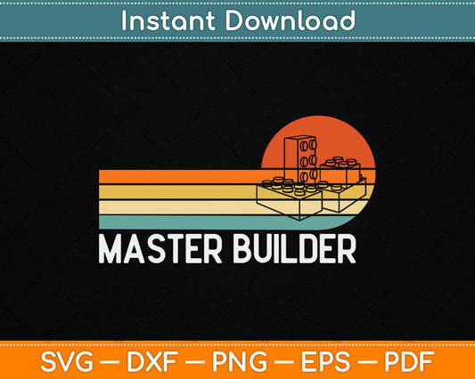Vintage Master Builder Block Building Birthday SVG Digital Cutting File