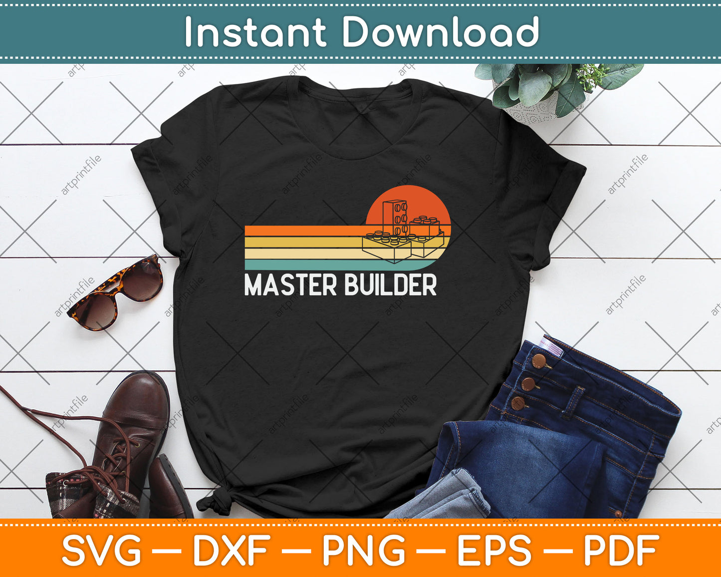 Vintage Master Builder Block Building Birthday SVG Digital Cutting File