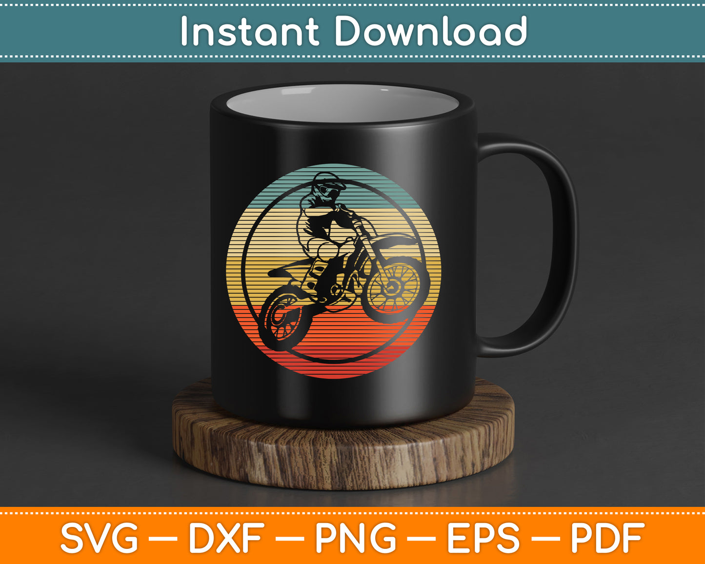 Vintage Motocross Dirt Bike Enduro Biker SVG PNG Digital Cutting File