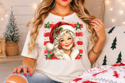 Vintage Mrs Claus PNG Christmas Santa Hat Retro Holiday Sublimation Design