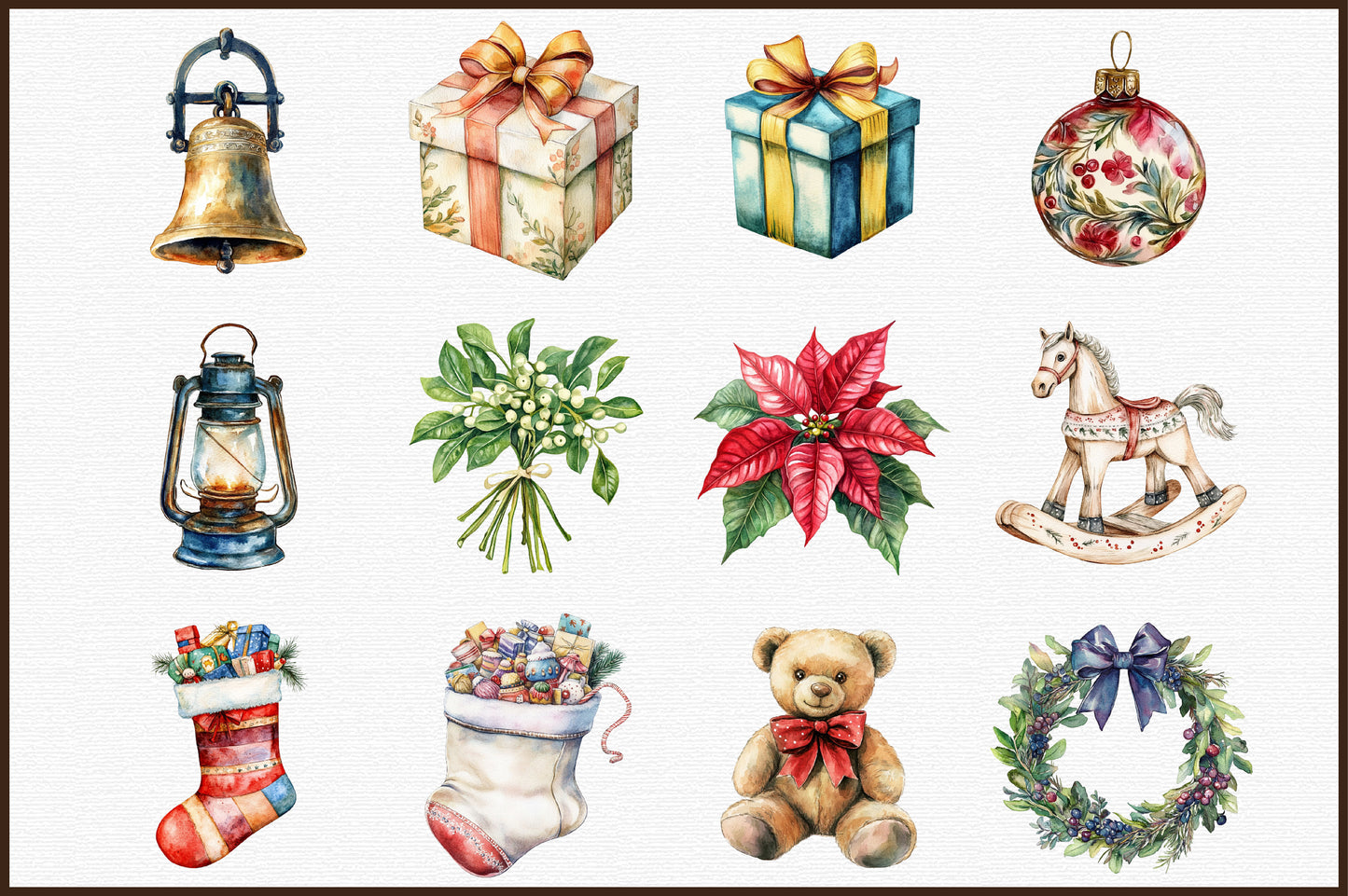 Vintage Old Christmas PNG Bundle Retro Holiday Clipart