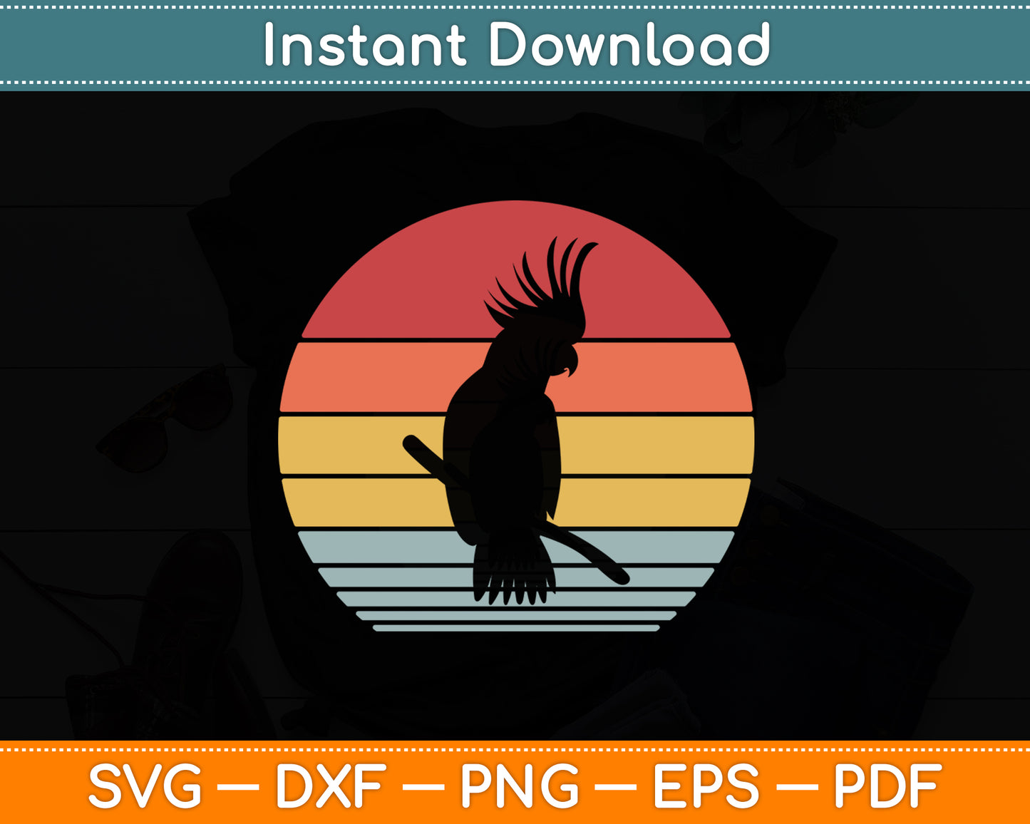 Vintage Parrot Bird Distressed Retro Style Svg Digital Cutting File