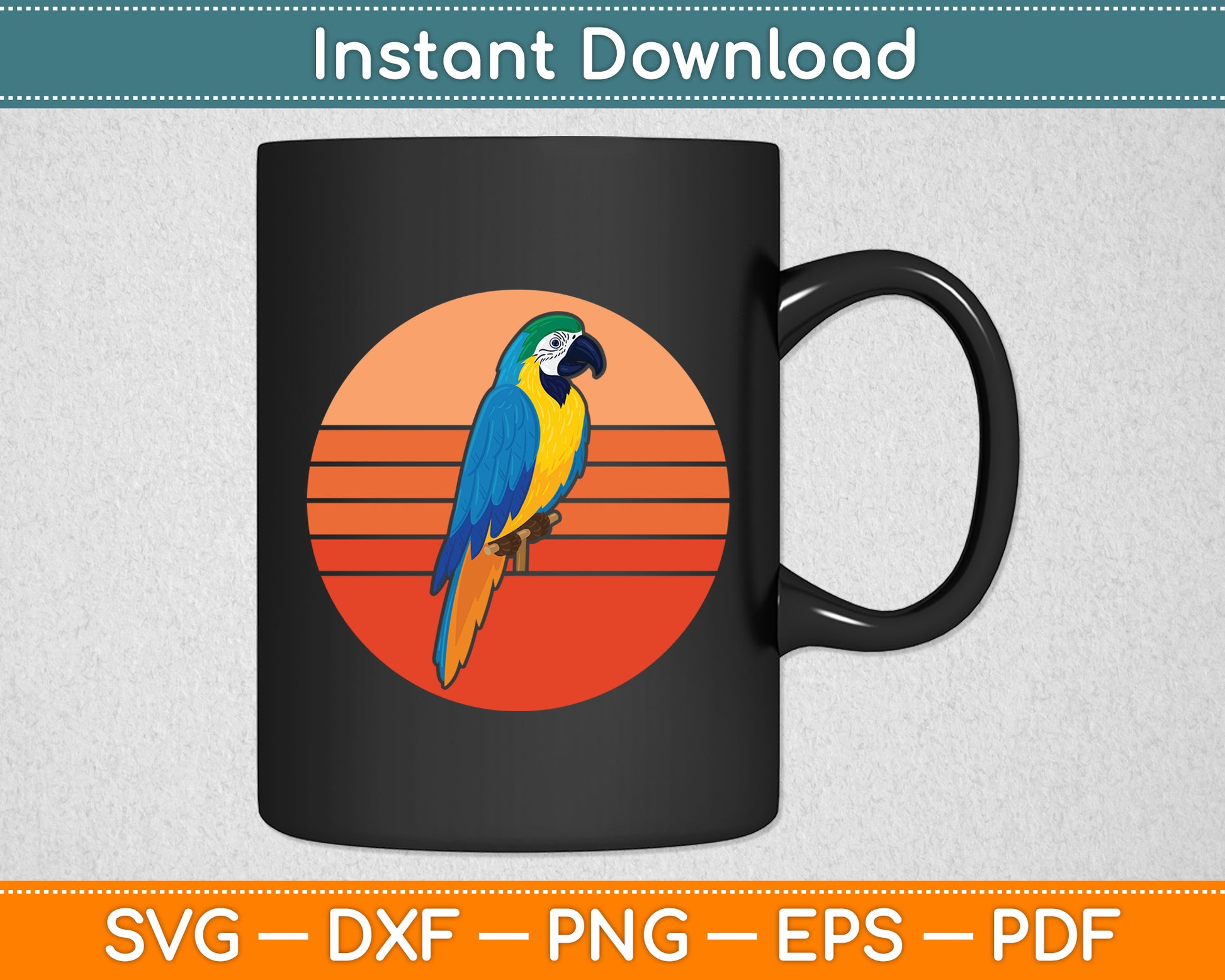 Vintage Parrot Retro Style Parrot Lover Svg Digital Cutting File