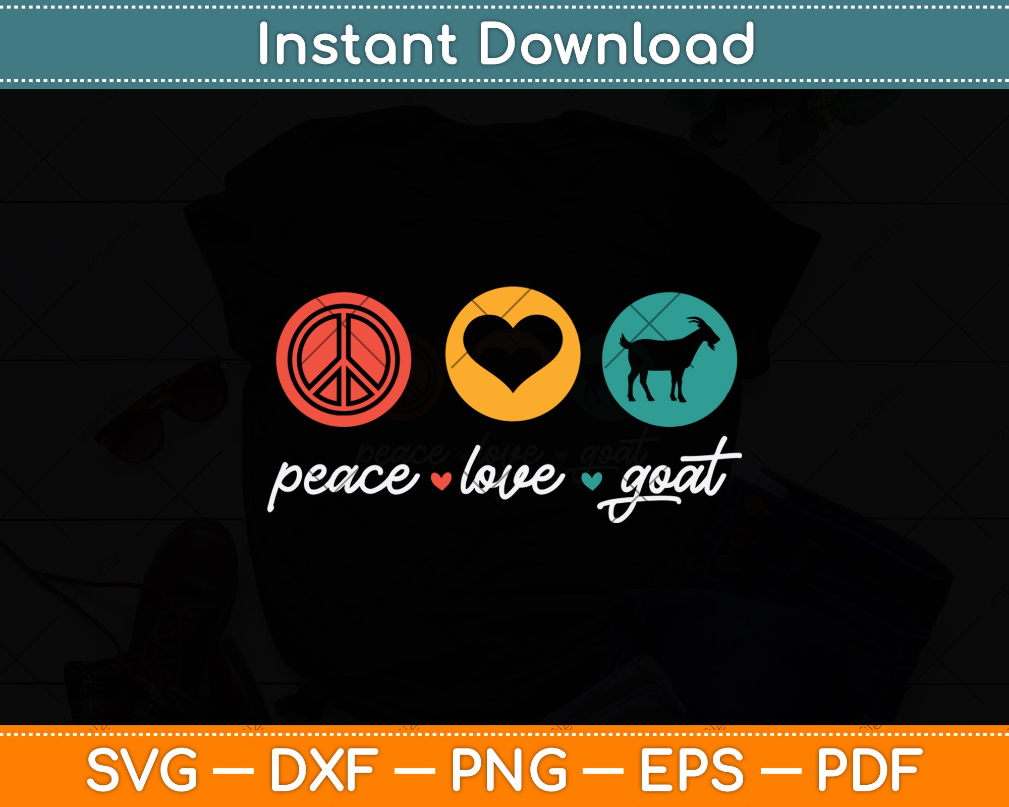 Vintage Peace Love Goat Svg Digital Cutting File – artprintfile