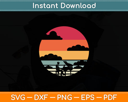 Vintage Piano Retro Style Pianist Svg Digital Cutting File