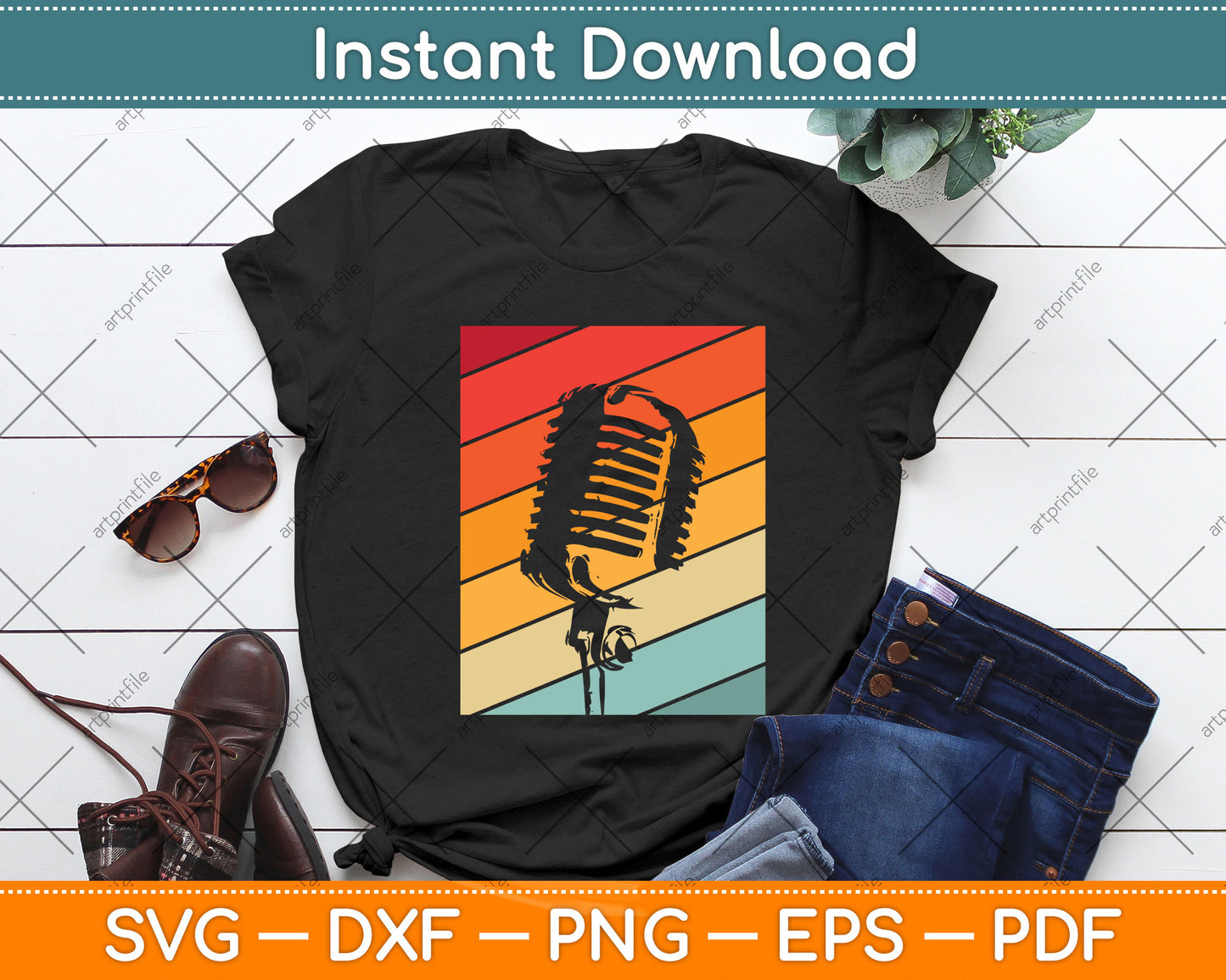 Vintage Podcasting Svg Png Dxf Digital Cutting File