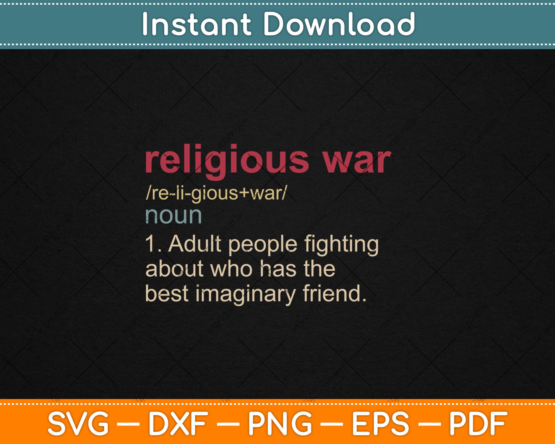 Vintage Religious War Definition Anti-religious Activist Svg Digital Cutting File