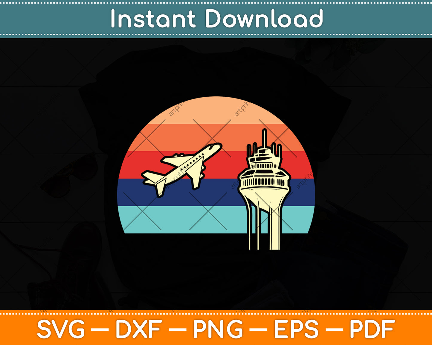 Vintage Retro Air Traffic Controller Svg Digital Cutting File