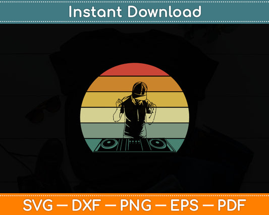 Vintage Retro DJ Disc Jockey DJ gift Music Lover Svg Digital Cutting File