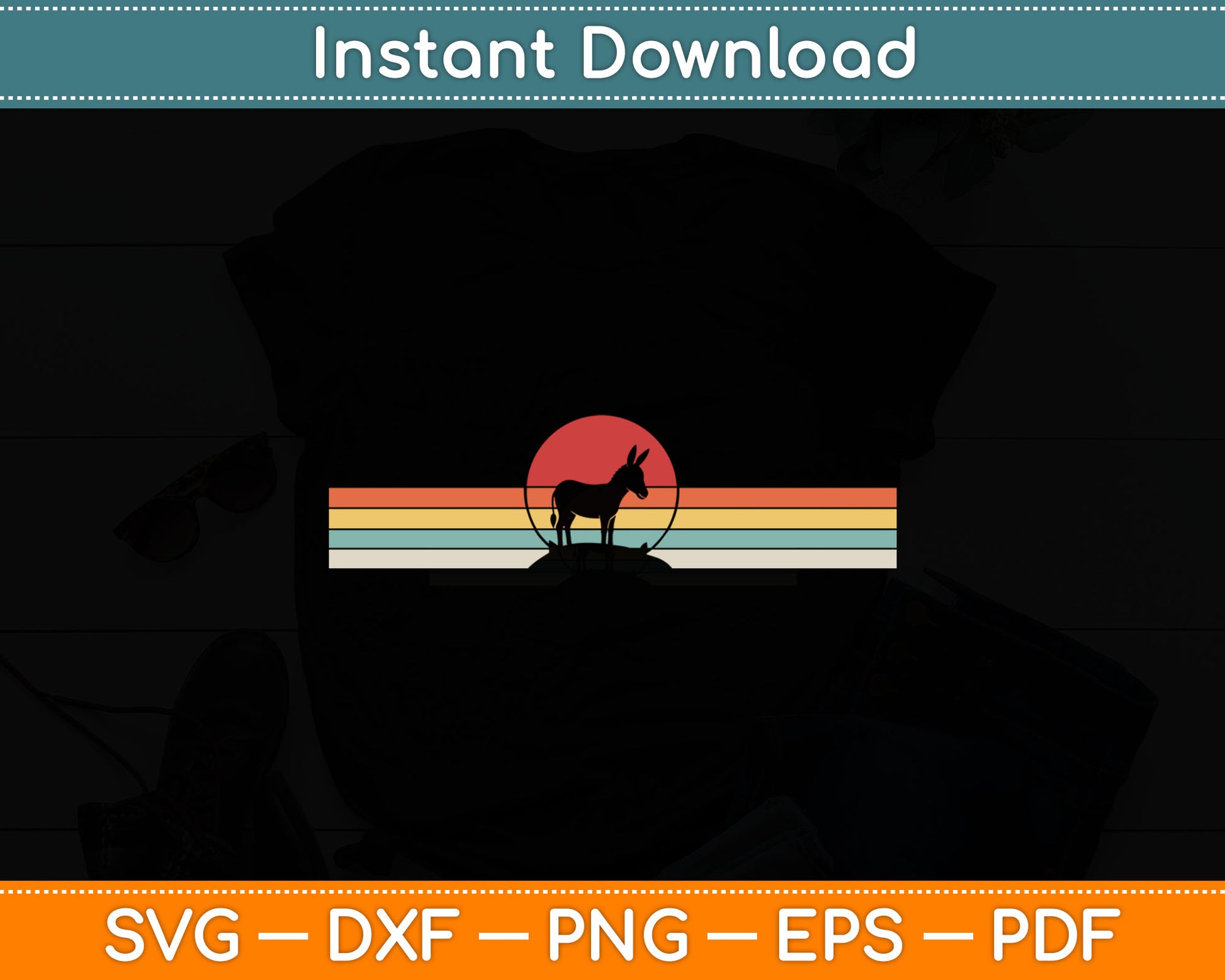 Vintage Retro Donkey Svg Digital Cutting File