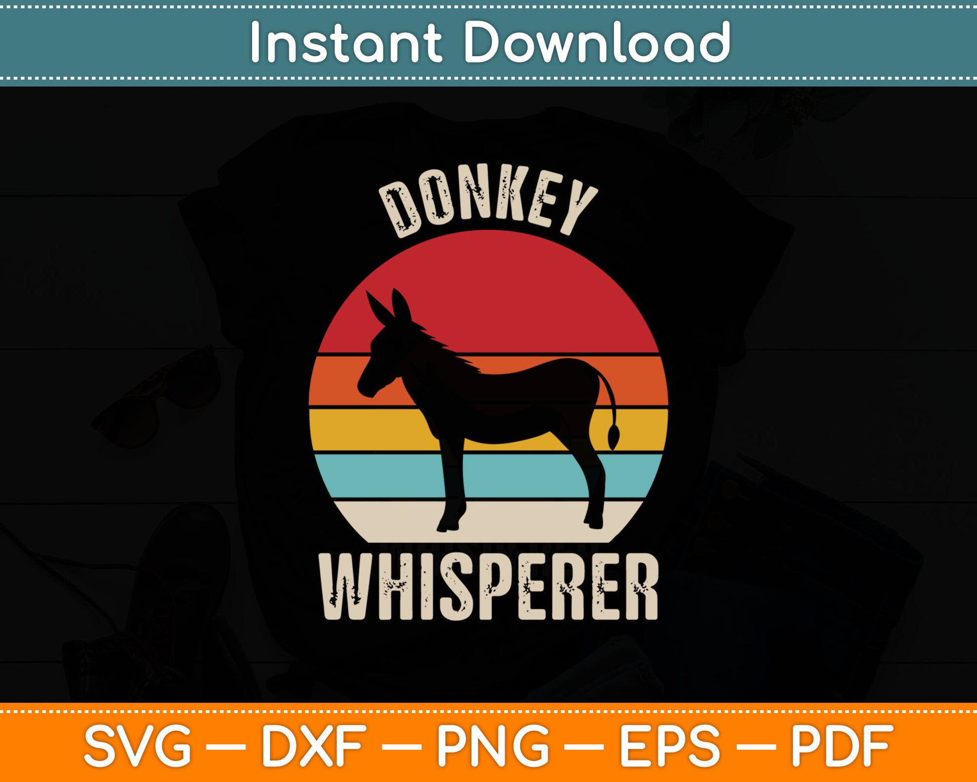 Vintage Retro Donkey Whisperer Svg Digital Cutting File