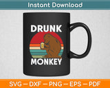 Vintage Retro Drunk Monkey Svg Digital Cutting File