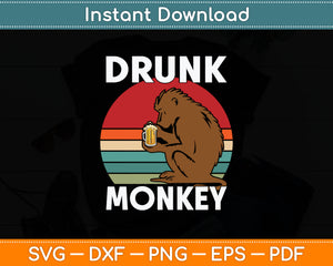 Vintage Retro Drunk Monkey Svg Digital Cutting File