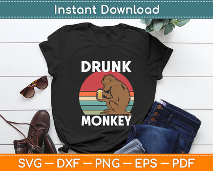 Vintage Retro Drunk Monkey Svg Digital Cutting File
