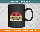 Vintage Retro Eat Sleep Cross-stitch Repeat Svg Png Dxf Digital Cutting File
