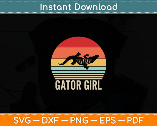 Vintage Retro Gator Girl Reptile Alligator Svg Digital Cutting File