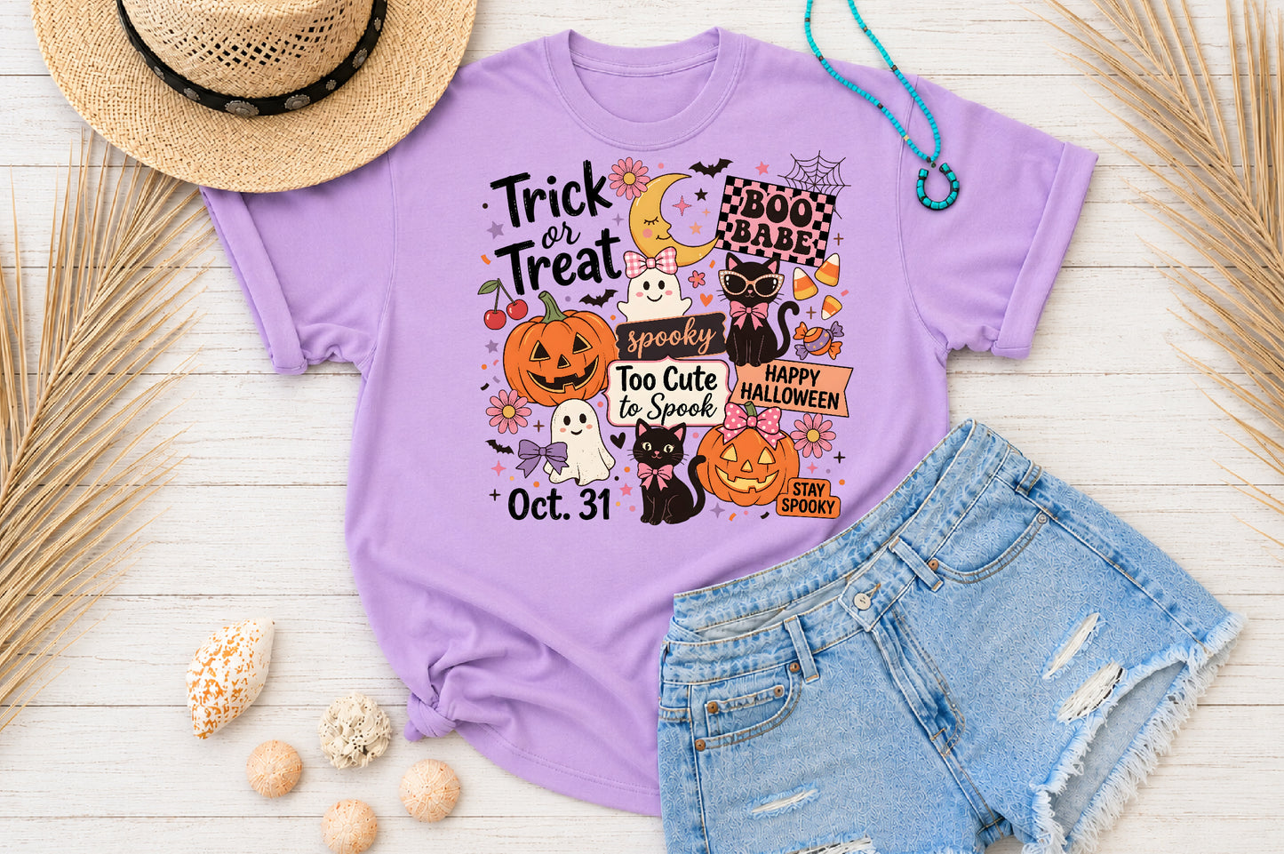 Trick or Treat Halloween PNG Spooky Cute Pumpkin Ghost Sublimation Design