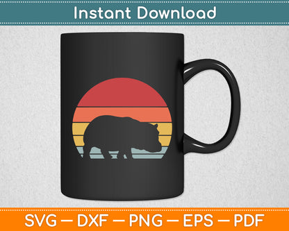 Vintage Retro Hippopotamus Svg Png Dxf Digital Cutting File