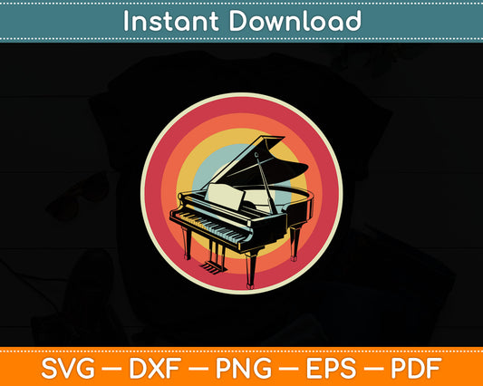 Vintage Retro Piano Lover Svg Digital Cutting File