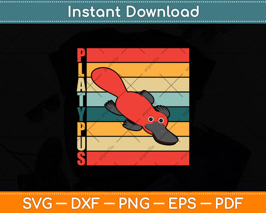 Vintage Retro Platypus Svg Png Dxf Digital Cutting File