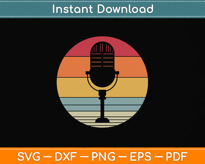 Vintage Retro Podcast Funny Microphone Svg Png Dxf Digital Cutting File