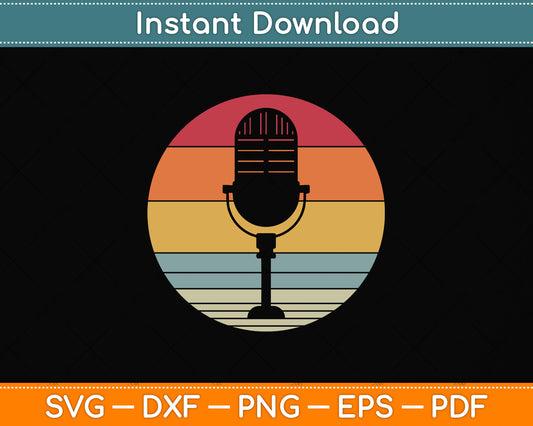 Vintage Retro Podcast Funny Microphone Svg Png Dxf Digital Cutting File