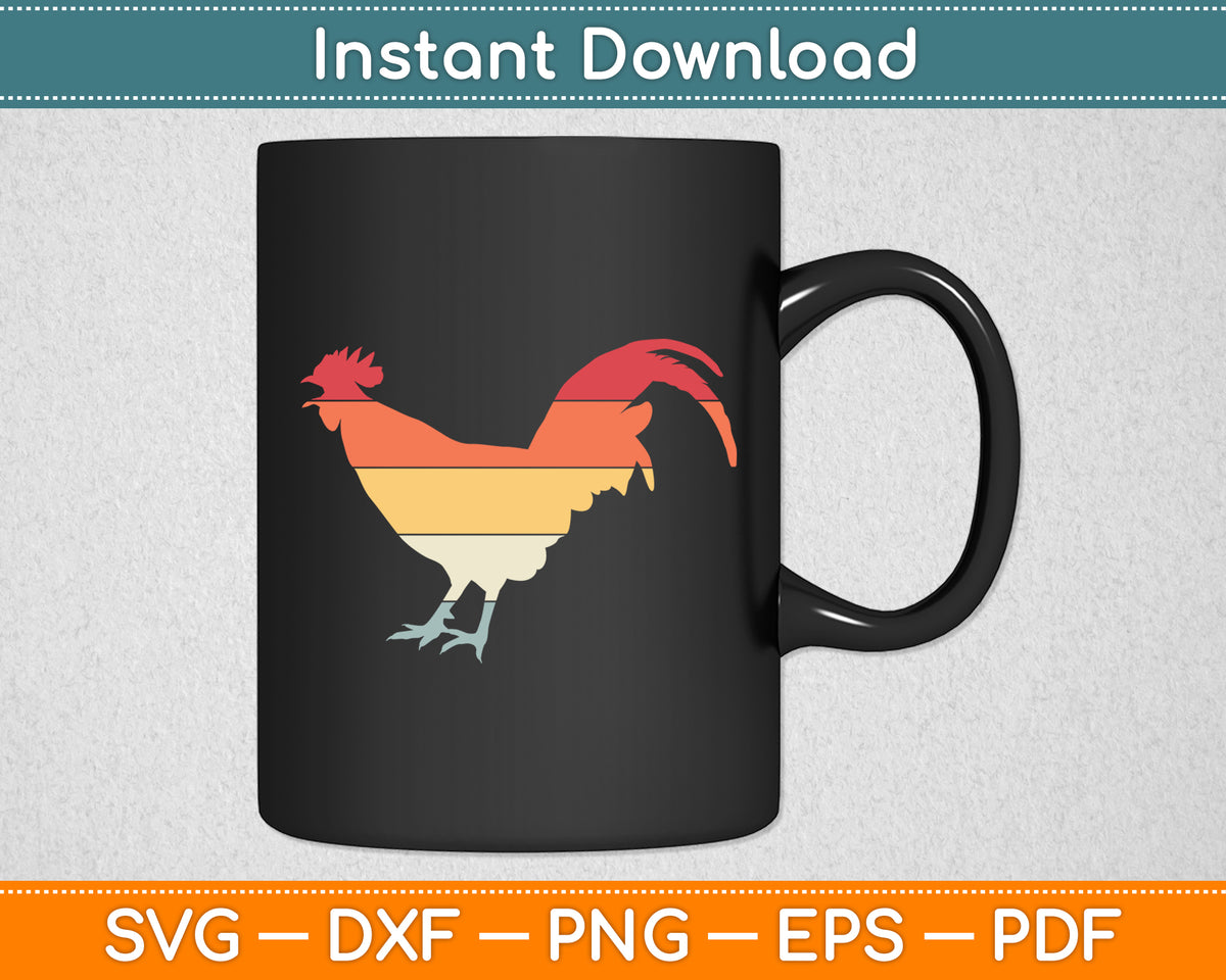 Vintage Retro Rooster Chickens Funny Svg Png Dxf Digital Cutting File