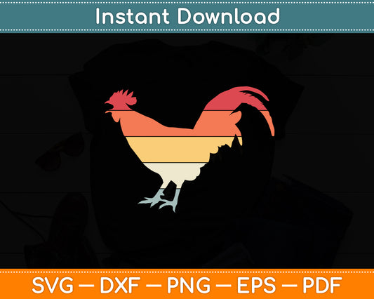 Vintage Retro Rooster Chickens Funny Svg Png Dxf Digital Cutting File
