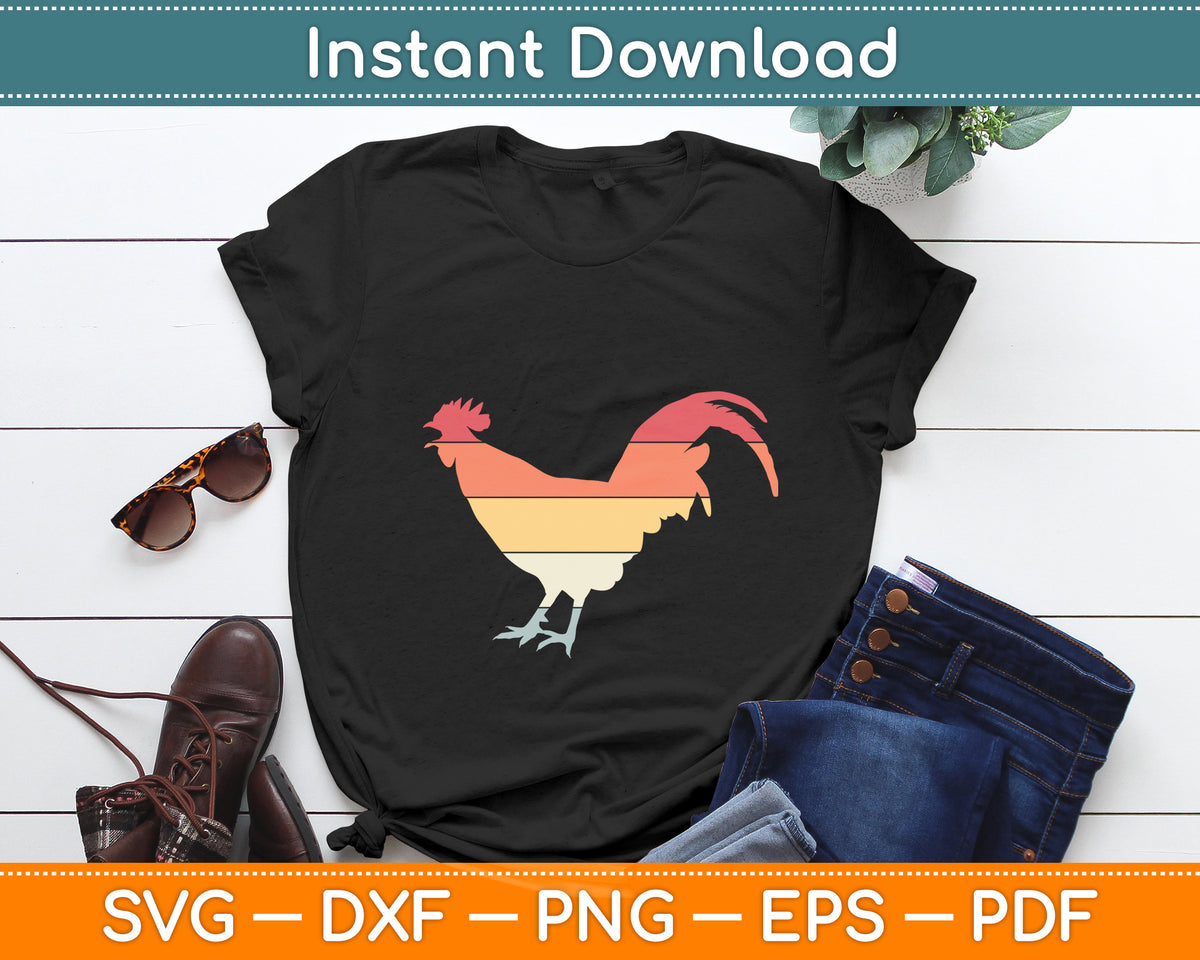 Vintage Retro Rooster Chickens Funny Svg Png Dxf Digital Cutting File