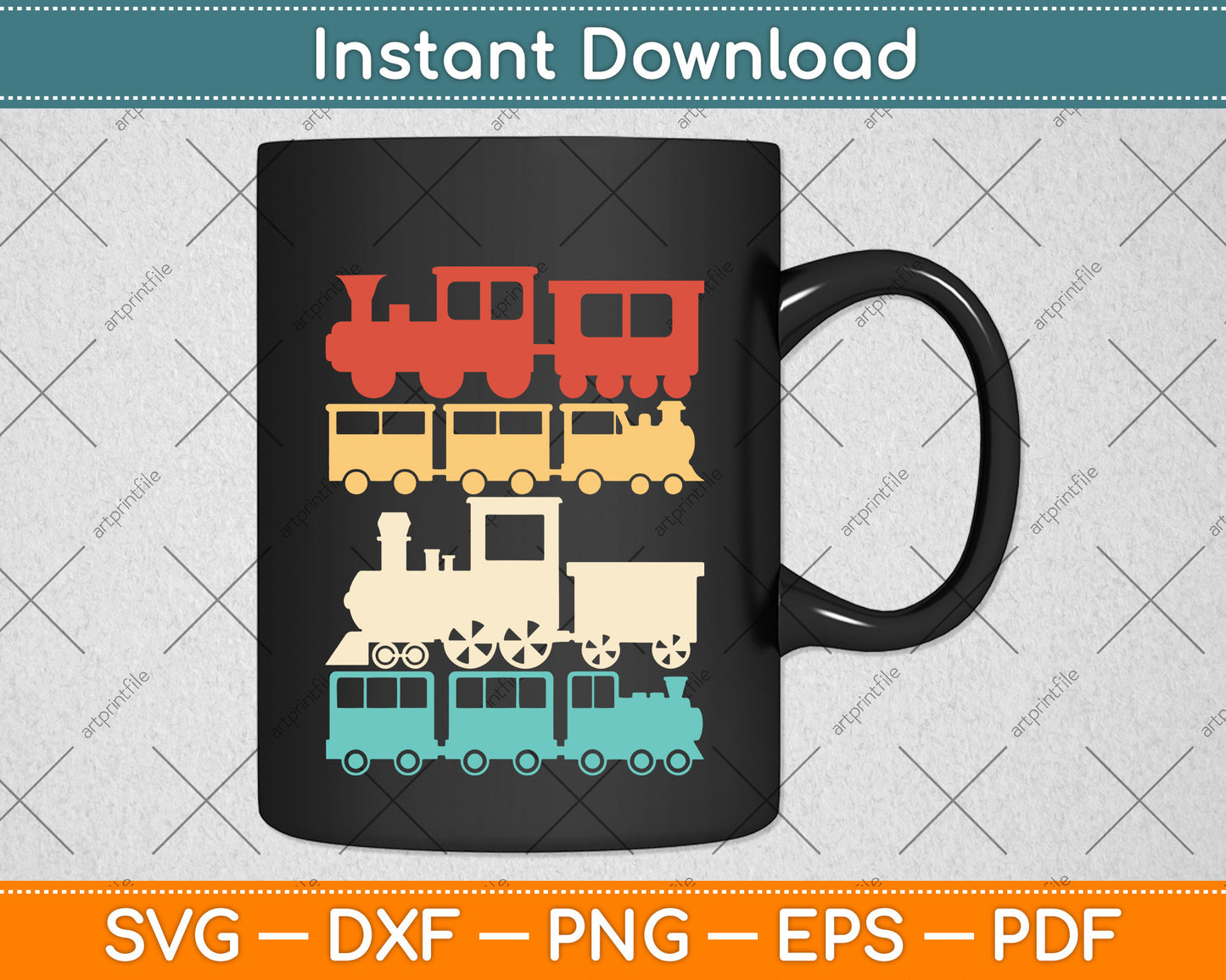 Vintage Retro Steam Train Lover Svg Png Dxf Digital Cutting File
