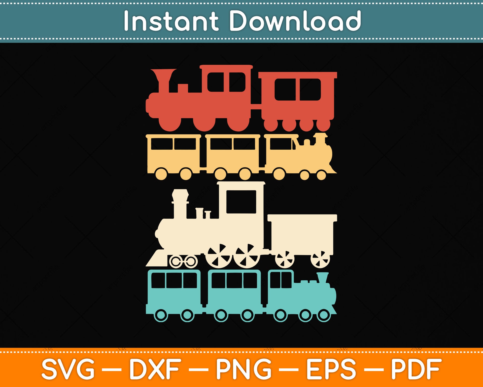 Vintage Retro Steam Train Lover Svg Png Dxf Digital Cutting File