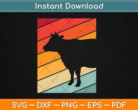Vintage Retro Style Cow Lover Svg Digital Cutting File