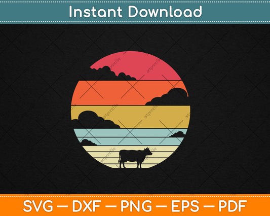 Vintage Retro Style Cow Svg Digital Cutting File