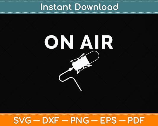 Vintage Retro Style Microphone On Air Radio Podcast Svg Png Dxf Digital Cutting File