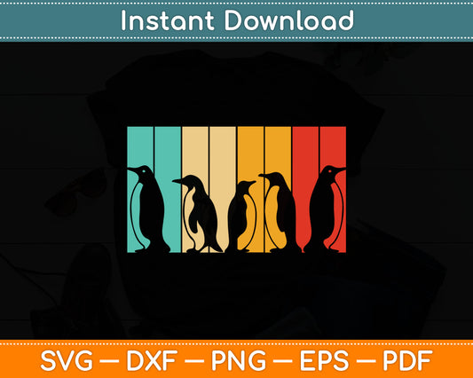 Vintage Retro Style Penguin Svg Digital Cutting File