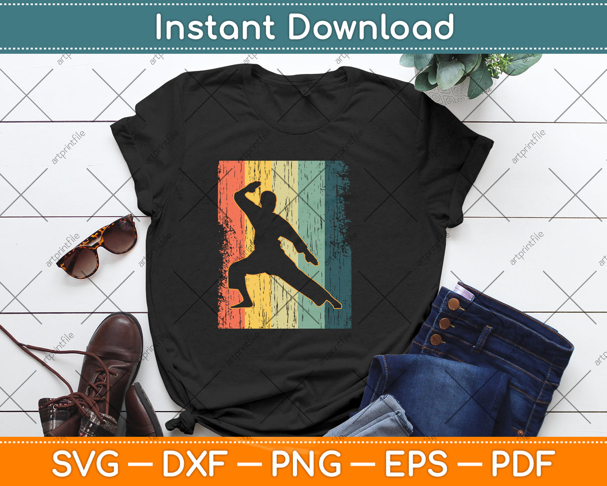 Vintage Retro Taekwondo Karate Svg Png Dxf Digital Cutting File