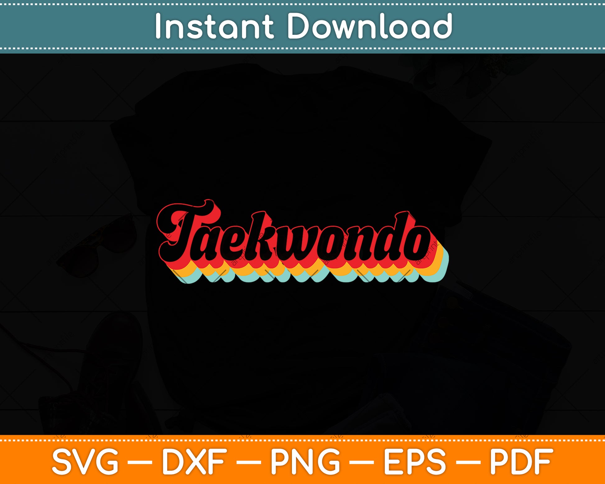 Vintage Retro Taekwondo Svg Png Dxf Digital Cutting File