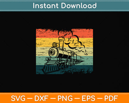 Vintage Retro Train Svg Png Dxf Digital Cutting File