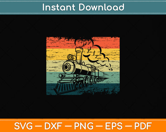 Vintage Retro Train Svg Png Dxf Digital Cutting File